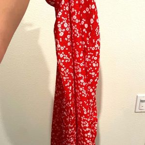 Ditsy Floral Split Thigh Skirt (red) (yellow)